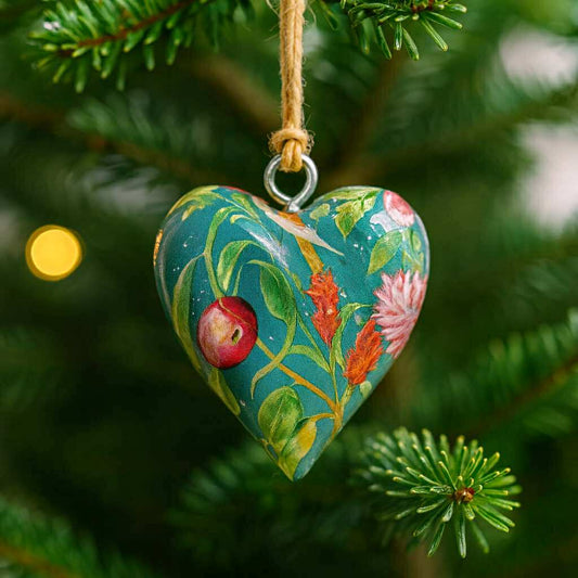 Bird & Floral Wooden Heart – A Colourful Christmas Ornament Full of Nature’s Charm