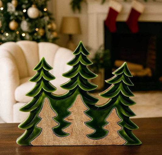 Three Trees 3D Wooden Decoration – A Cosy Winter Forest for Your Christmas Home