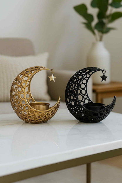 Light Luxury Crescent Moon Star Candle Holder