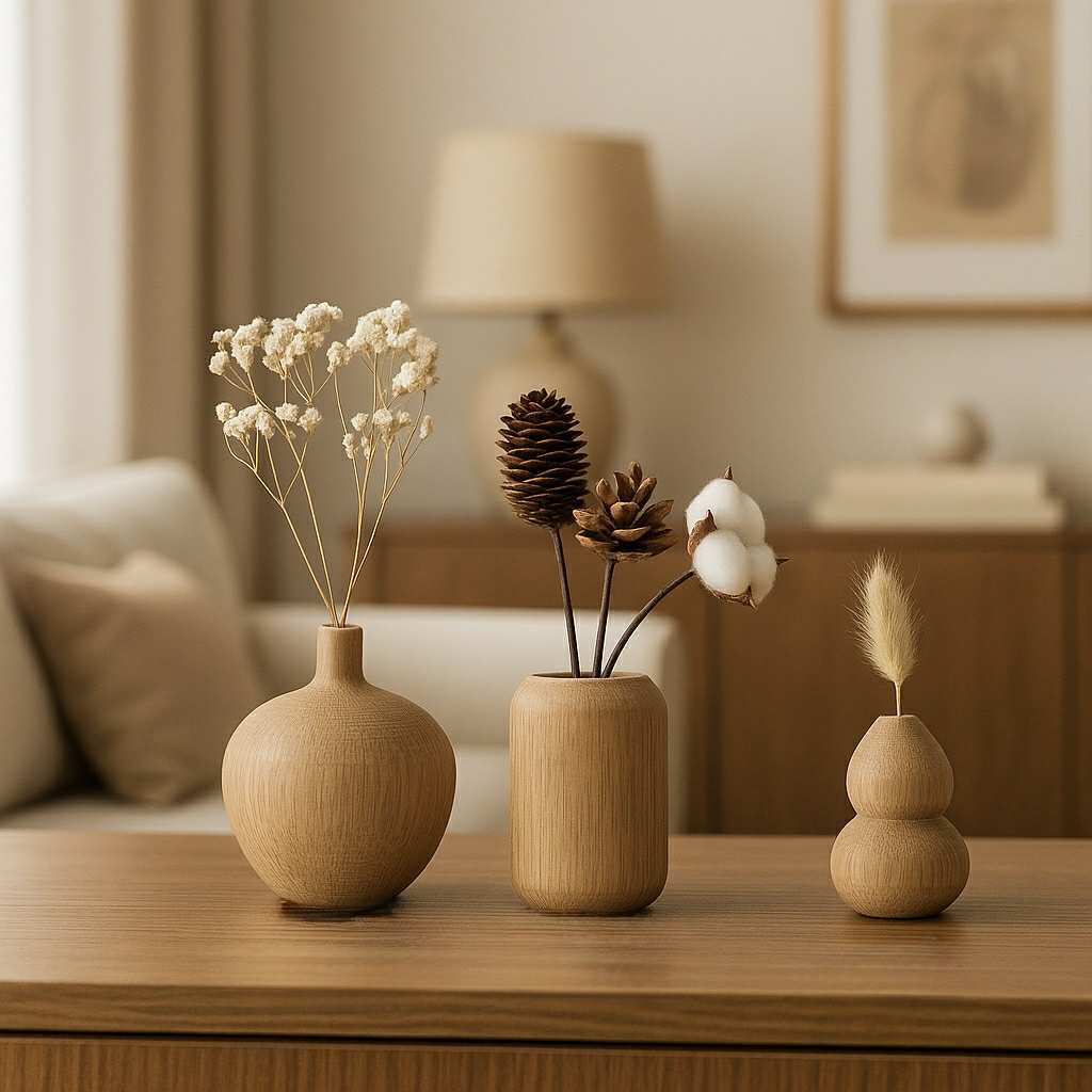 Japanese Style Solid Wood  Craftwork Ins Vase