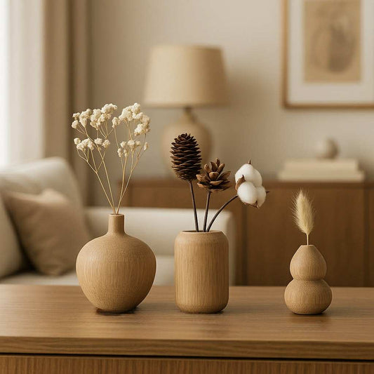 Japanese Style Solid Wood  Craftwork Ins Vase