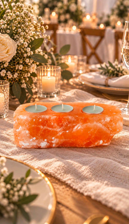 Natural Salt Candle Holder - 3 holes