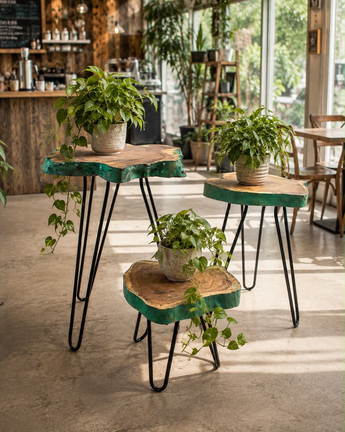 Elegant Set of 3 Gamal Wood Plant Stands
