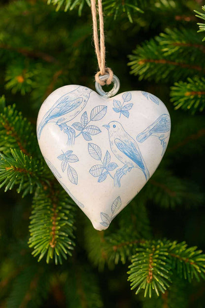 Decor Wood Heart -  Blue Bird