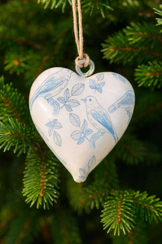 Decor Wood Heart -  Blue Bird