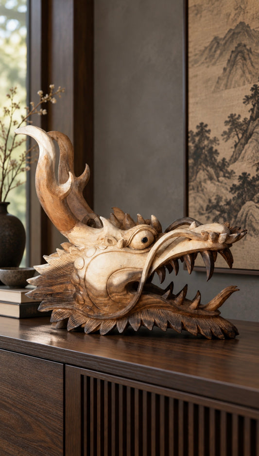 Live Size Dragon Head Carving