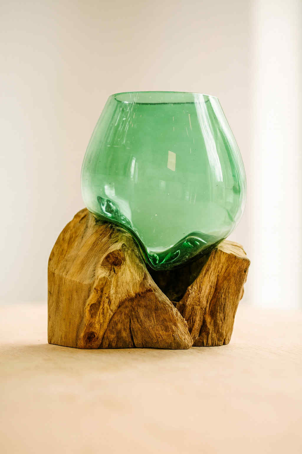 Recycled Beer Bottles - Small Bowl on Wood