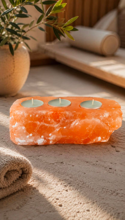 Natural Salt Candle Holder - 3 holes