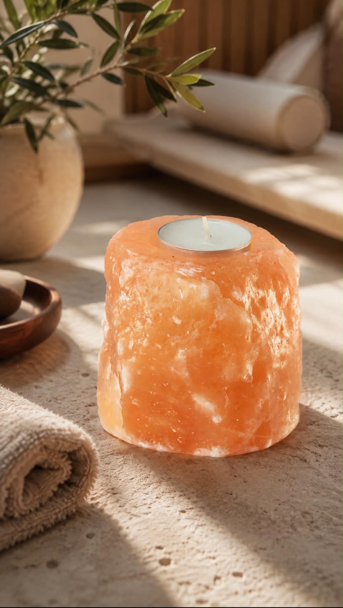 Quality Natural Salt Candle Holder