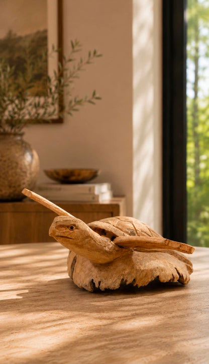 Handmade  Wood Art Carving -  Turtle