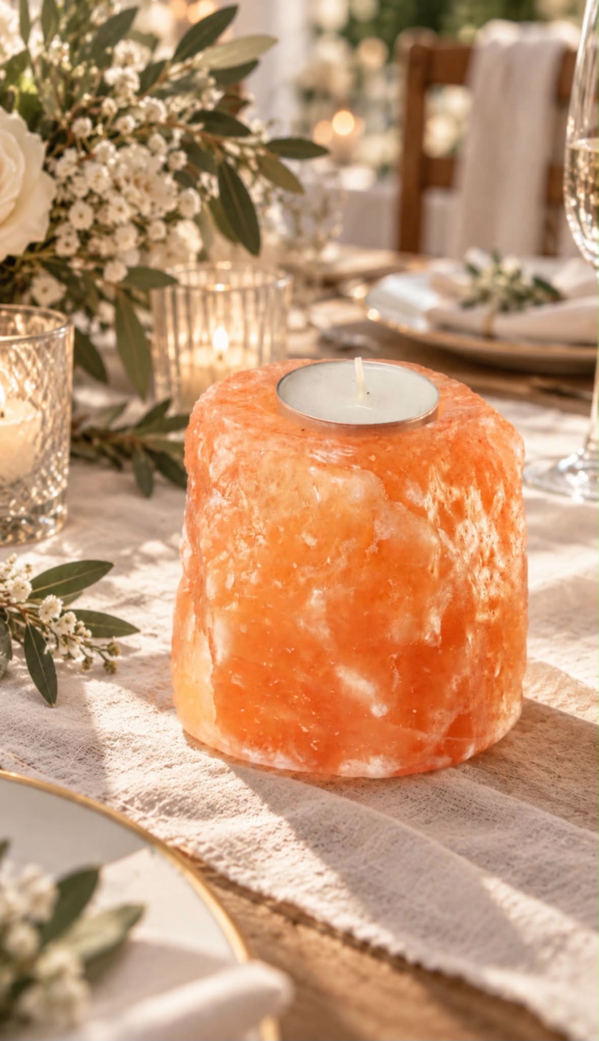 Quality Natural Salt Candle Holder
