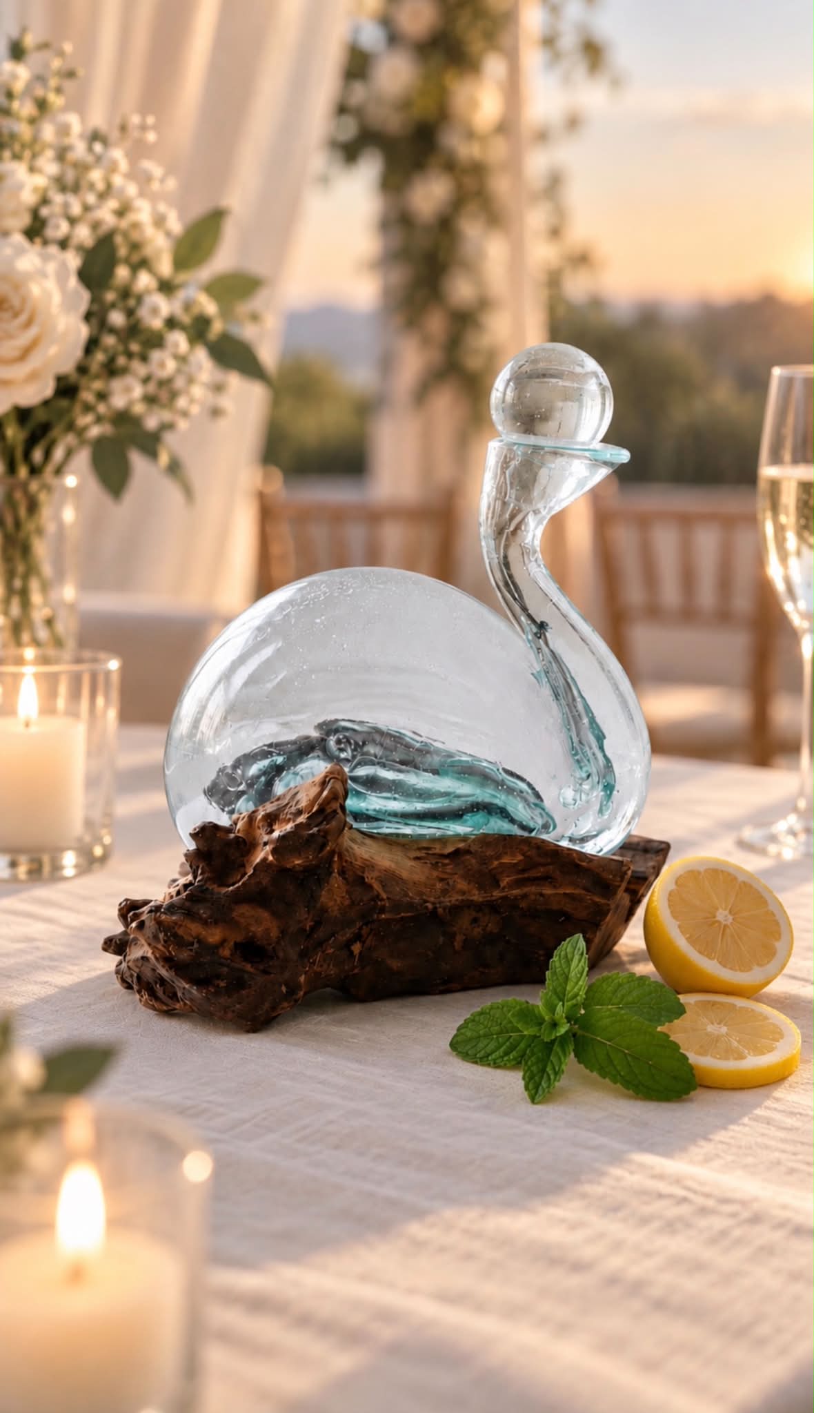 Molten Glass Duck on Wood