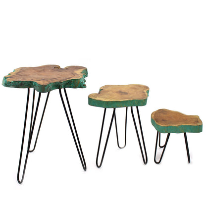 Elegant Set of 3 Gamal Wood Plant Stands
