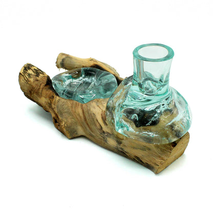 Small Flower Vase and Tealight Holder on Wood