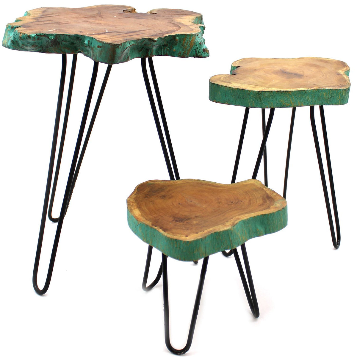 Elegant Set of 3 Gamal Wood Plant Stands