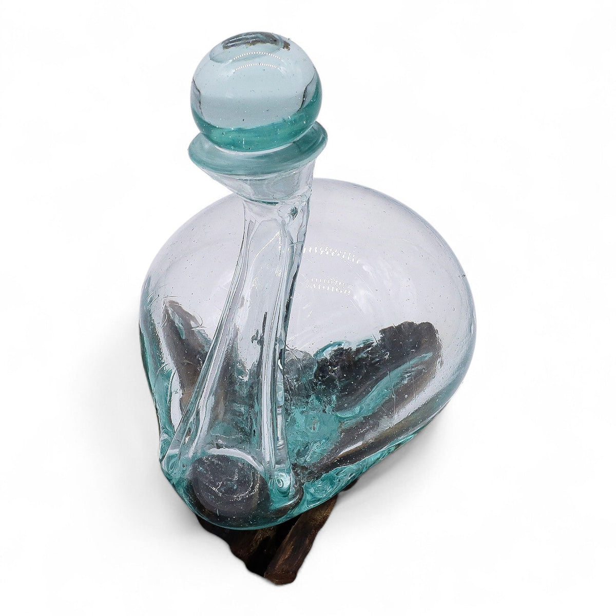 Molten Glass Duck on Wood